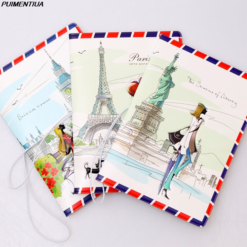 PUIMENTIUA Have A Trip Passport Holders Unisex Travel Passport Cover Bag Pvc Leather 3D Cover On The Passport Travel