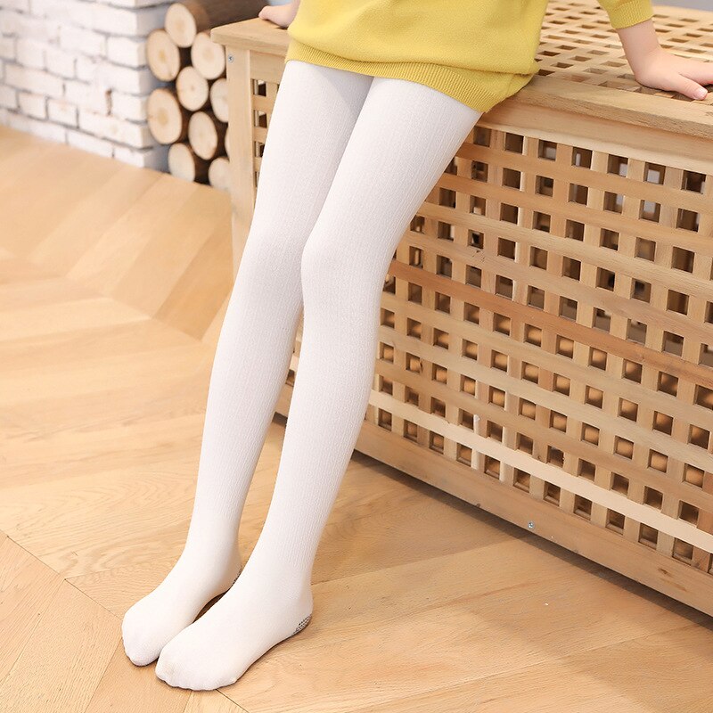 Children's leggings winter thin velvet medium-thick little feet baby cotton outer wear watermelon crotch girls pantyhose: White / XL  120-135cm