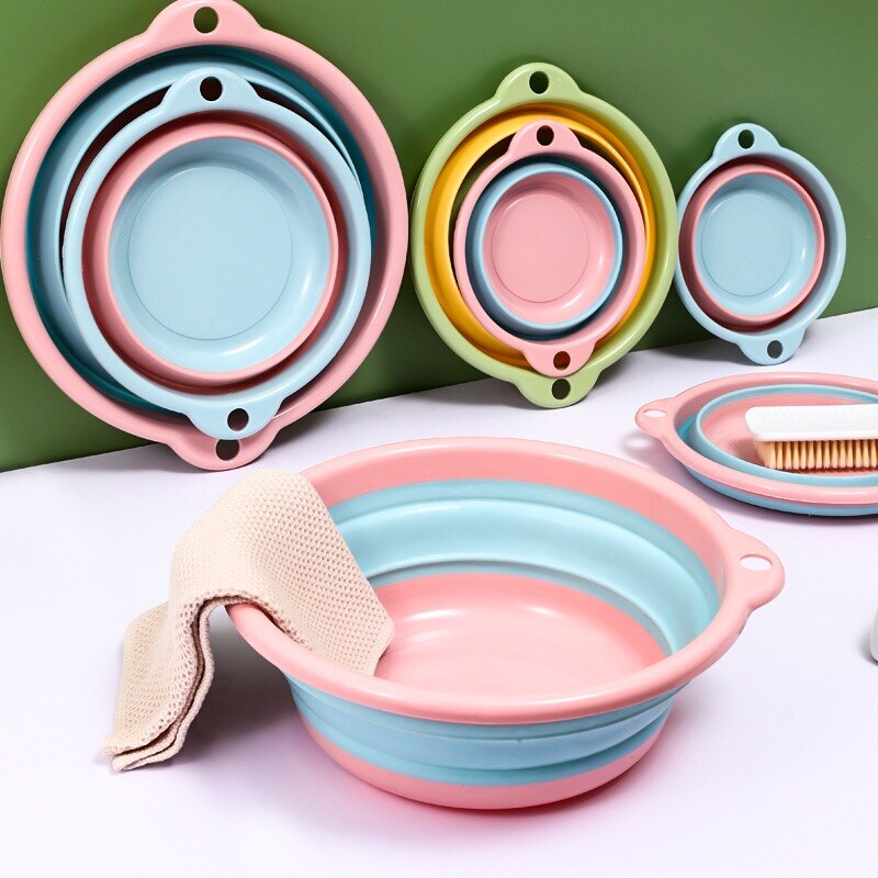 Folding Basin Kitchen Camping Travel Supplies Portable Washbasin Collapsible Plastic Laundry Tub Bathroom Palangana with Handle
