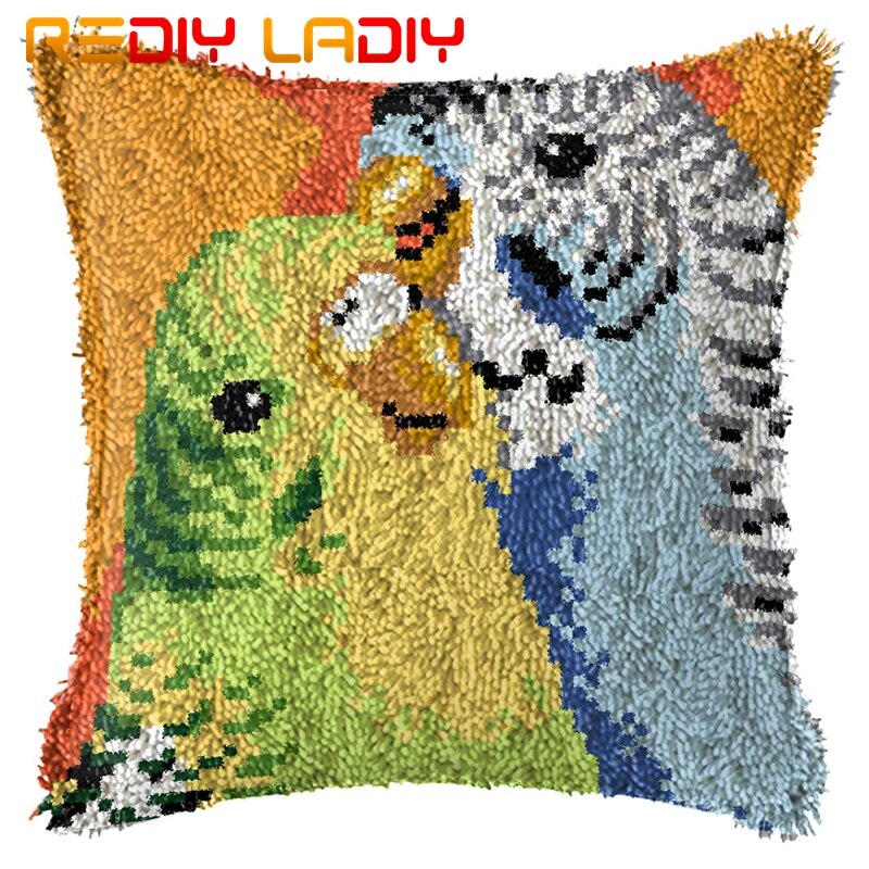 Housse de coussin pré-imprimée en toile avec crochet et animaux, motif hibou, taie d'oreiller en fil acrylique, loisirs créatifs, décoration d'intérieur: Bz763