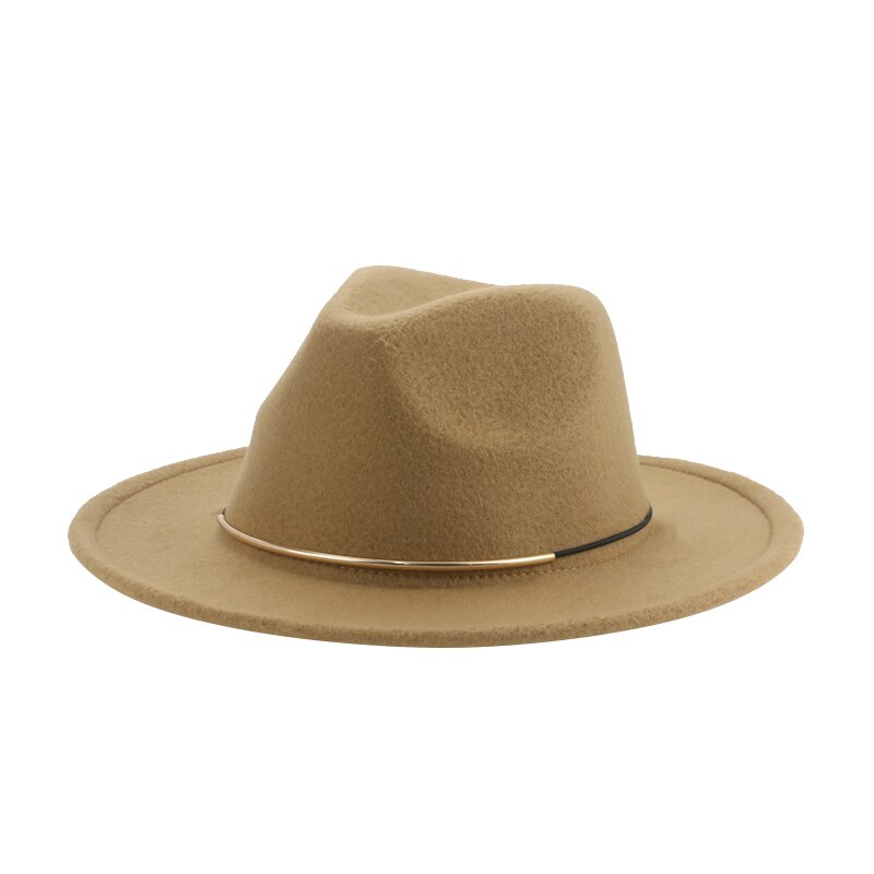 Sombreros de ala ancha Para hombre Y mujer, sombrero de Panamá, banda sólida, Formal, iglesia, boda, invierno,: khaki03
