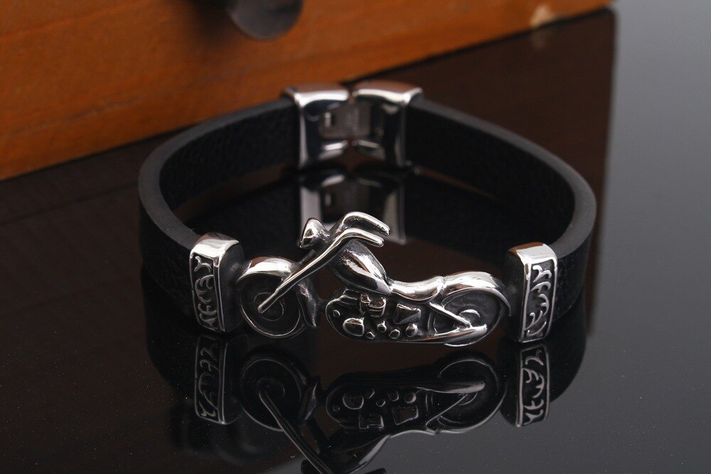 Titanium Truck Punk Armband Mannen Aanmatigend Armband Rvs Retro Motorfiets Armband Sieraden Armbanden Mannen Armband