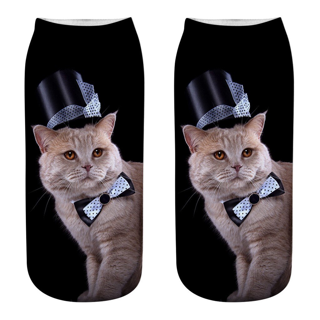 #30 Funny Socks Women Men 3d Novelty Crazy Funny Cat Ankle Socks Cute Colorful Cartoon Low Cut Socks Kobieta Skarpety: R