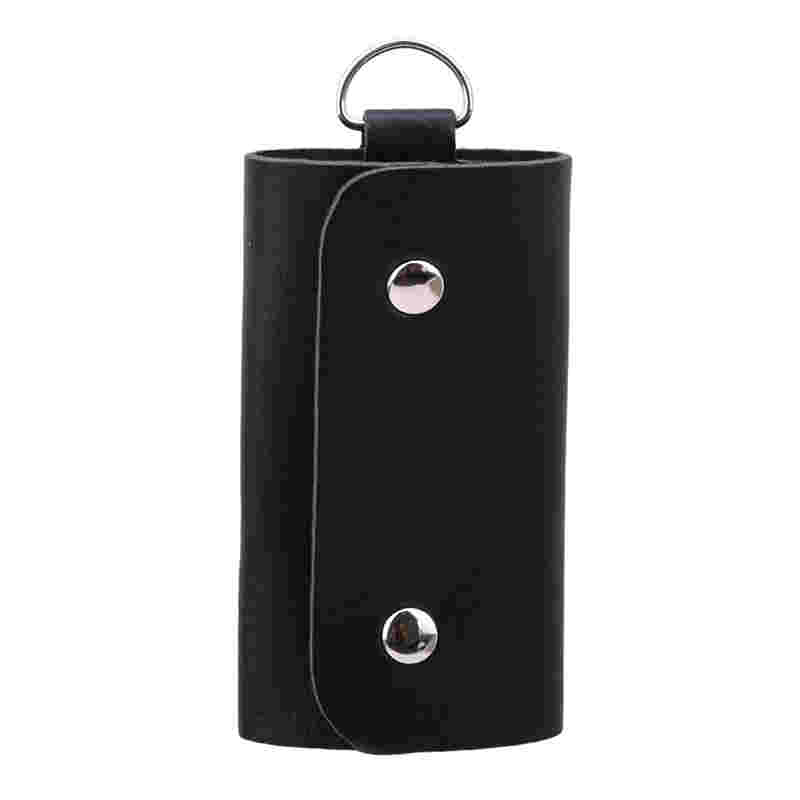 Hommes PU cuir voiture clé portefeuilles porte-clés femme de ménage porte-clés organisateur sacs gestionnaire PU porte-cartes en cuir voiture porte-clés clé portefeuille: Black