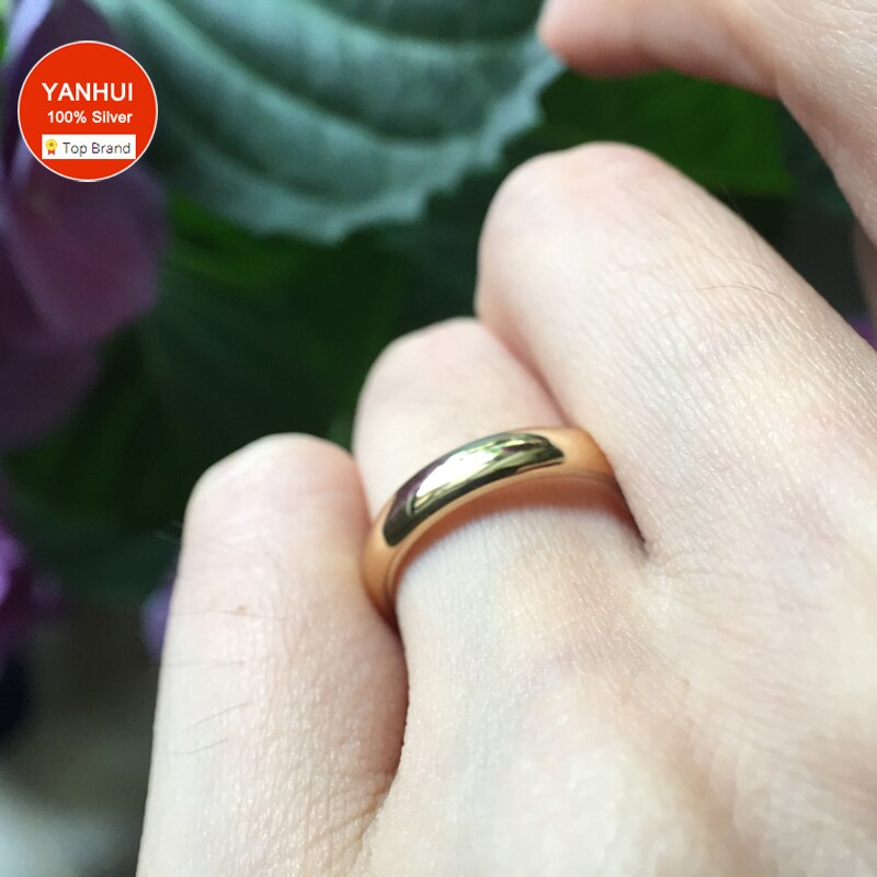 4mm enkla ringar 18k #39 för män och kvinnor exklusiva #39 för par (gratis skickat örhänge)