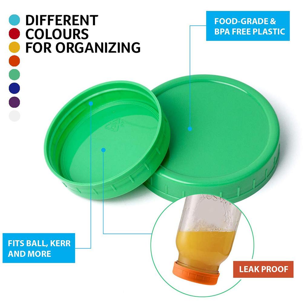 16PCS Mason Jar Lids Wide Mouth Round Colored Plastic Lid For Mason Canning Jar 86mm/70mm