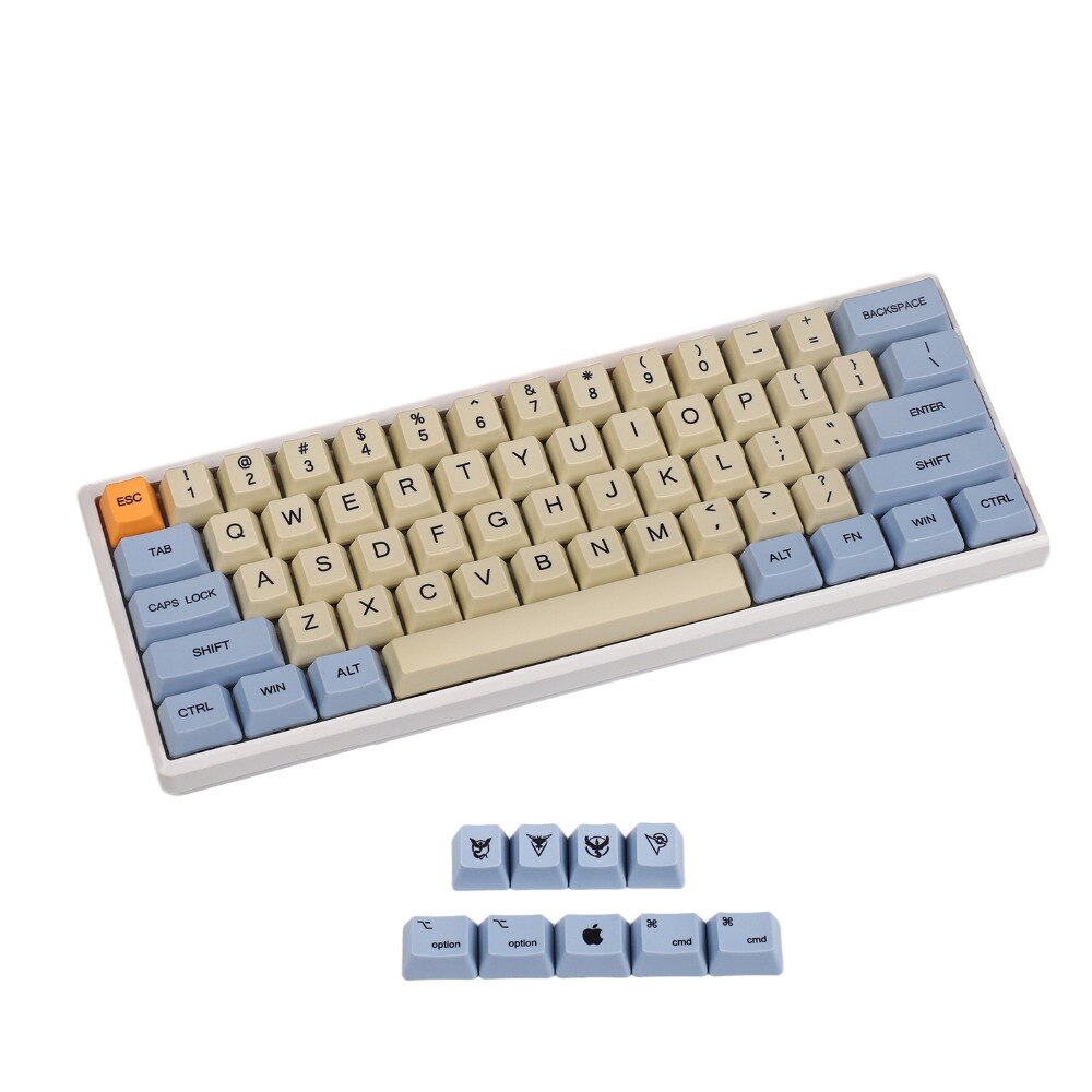 YMDK Blue Beige Orange Dye Sub 108 87 61 Key Mac Keys Thick PBT OEM Profile Keycap For Standard 104 TKL 60% MX Switches Keyboard: 61 Plus Mac