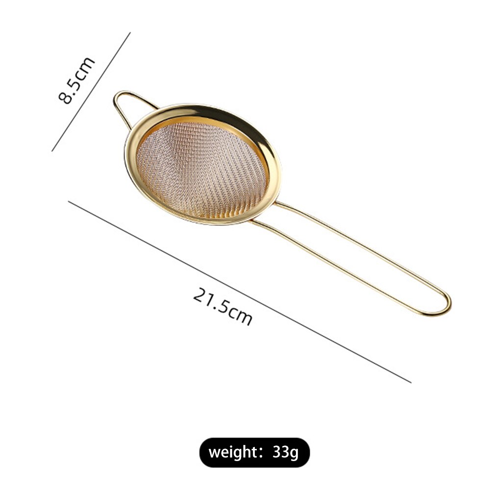 Stainless Steel Kitchen Handheld Screen Mesh Strainer Rose Gold Flour Sieve Cooking Oil Strainer Colander Kitchen Accessories: B
