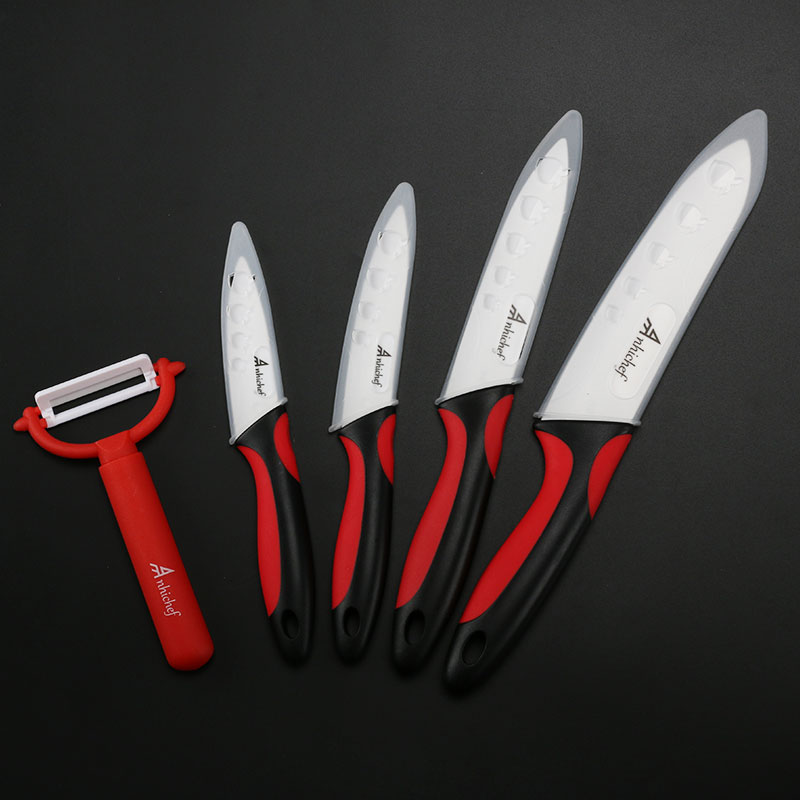 Kökskniv keramiska knivar 3 4 5 6 tum + skalare vitt blad skära frukt grönsakskock verktygskniv set matlagningsverktyg