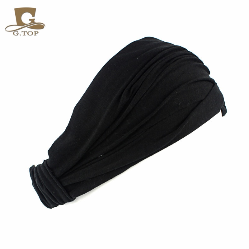 Diadema de algodón para mujer, turbante, bandas elásticas para el cabello de Color sólido, diadema para Yoga, diadema para el cabello de maquillaje, Bandana 2 en 1, accesorios para el cabello