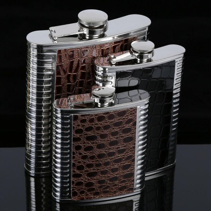 Hip Flask Wine Bottle 6-9OZ Stainless Steel Liquor Whiskey Alcohol Flask Cap Pocket Wine Bottle Liquor Screw Cap