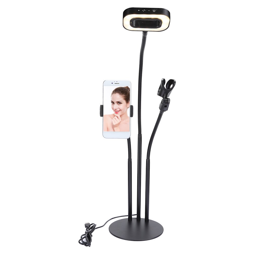 Draagbare Mobiele Telefoon Slimme Telefoon Led Licht Invullen Beugel Accessoire Traploos Dimmen Mic Clip Selfie Live Mobiele Telefoon Houder