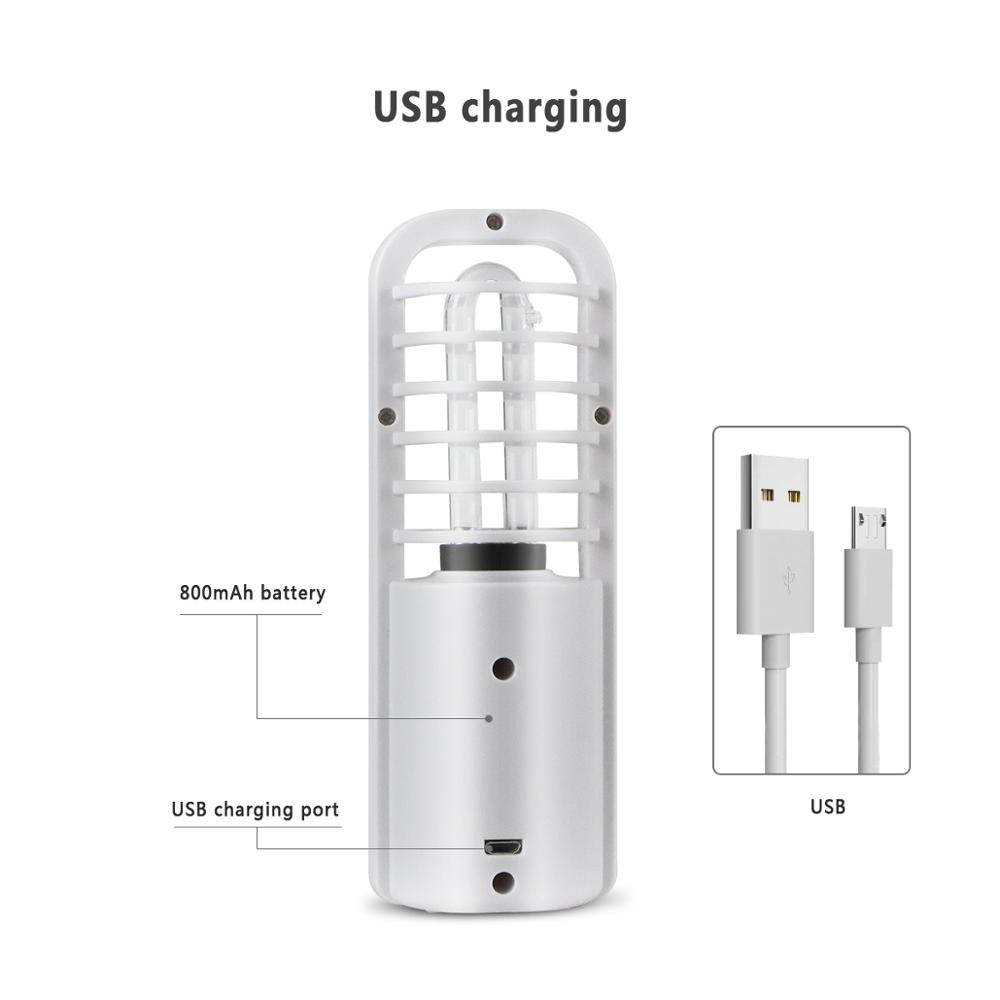 Portable UV Light Desinfection Lamp USB Rechargeable Ultraviolet Ozone Lamp Sanitizer Bulb Clean Air Kill Mite Bactericidal lamp