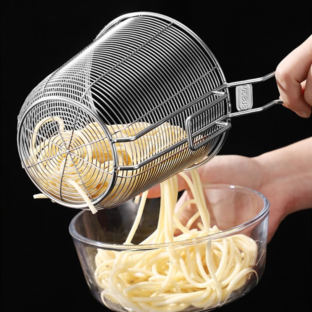 1 Stücke 304 Edelstahl Chip Servieren Frittierkorb mit Griff Mini Sieb Gittergewebe für Knödel Pommes Frites