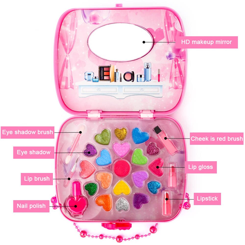 Make Up Toy Pretend Play Kid Makeup Set Safety Non-toxic Makeup Kit Toy for Girls Dressing Cosmetic Travel Box Girls Beauty Toy