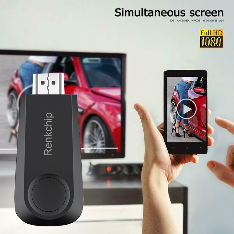 Renkchip  e10 2.4g wifi display dongle 1080p hd miracast airplay dlna spejling til android ios smart telefon tablet pc til hdtv pro