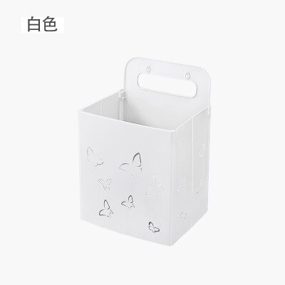 Opvouwbare Wasmand Badkamer Multifunctionele Non-marking Sticker Opslag Mand Geperforeerde Gratis Muur Opknoping Opslag Mand: WHITE