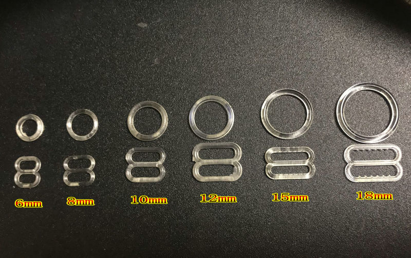 Diverse maten 1000 stks (500 sets) plastic clear ringen en sliders transparante beha gespen tank top richters