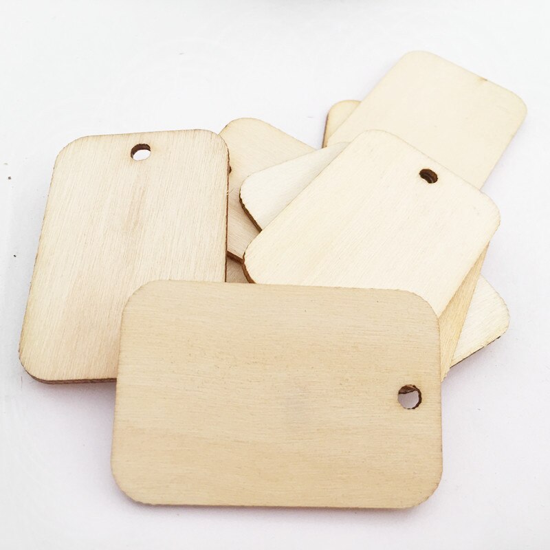 25 stück handgefertigte 5*3cm unbehandelte rechteckige holzanhänger aus holzspänen, diy-bastelarbeiten, ornamente, hochzeits-, weihnachts- und partydekorationen zum aufhängen: Default Title