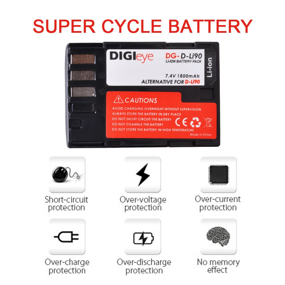 1800Mah D-LI90 DLI90 Batterij Met Batterij Case Voor Pentax 645 645D 645Z K-1 K-01 K-3 K-5 K-5D K-5IIs K-7 k-7D K1 K01 K3 K5 K5D