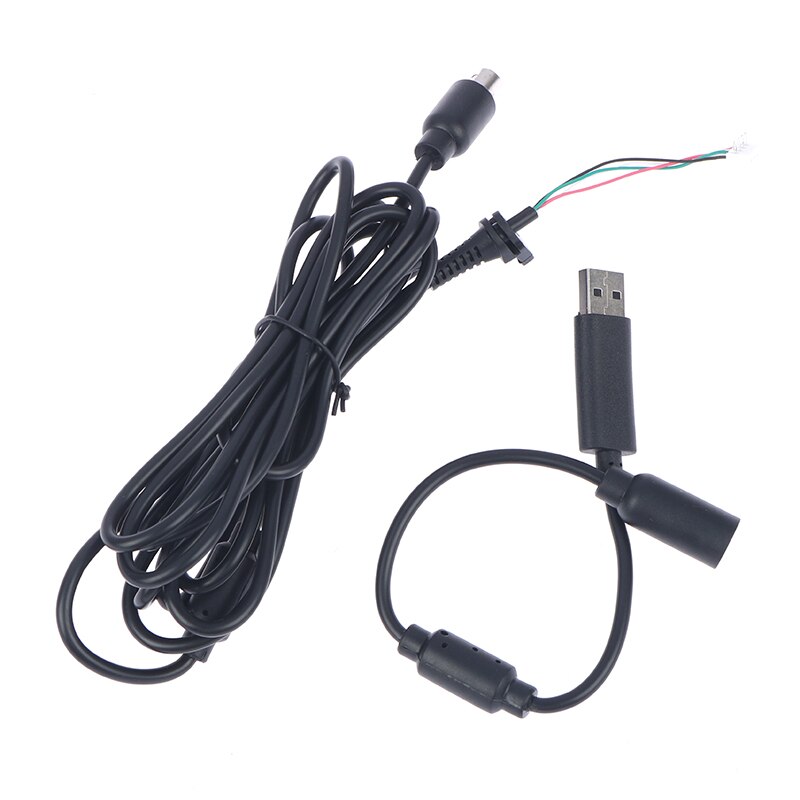 2pcs/set USB 4Pin For Cable Cord Cable +Breakaway Adapter For Xbox-360 Wired Controller: black