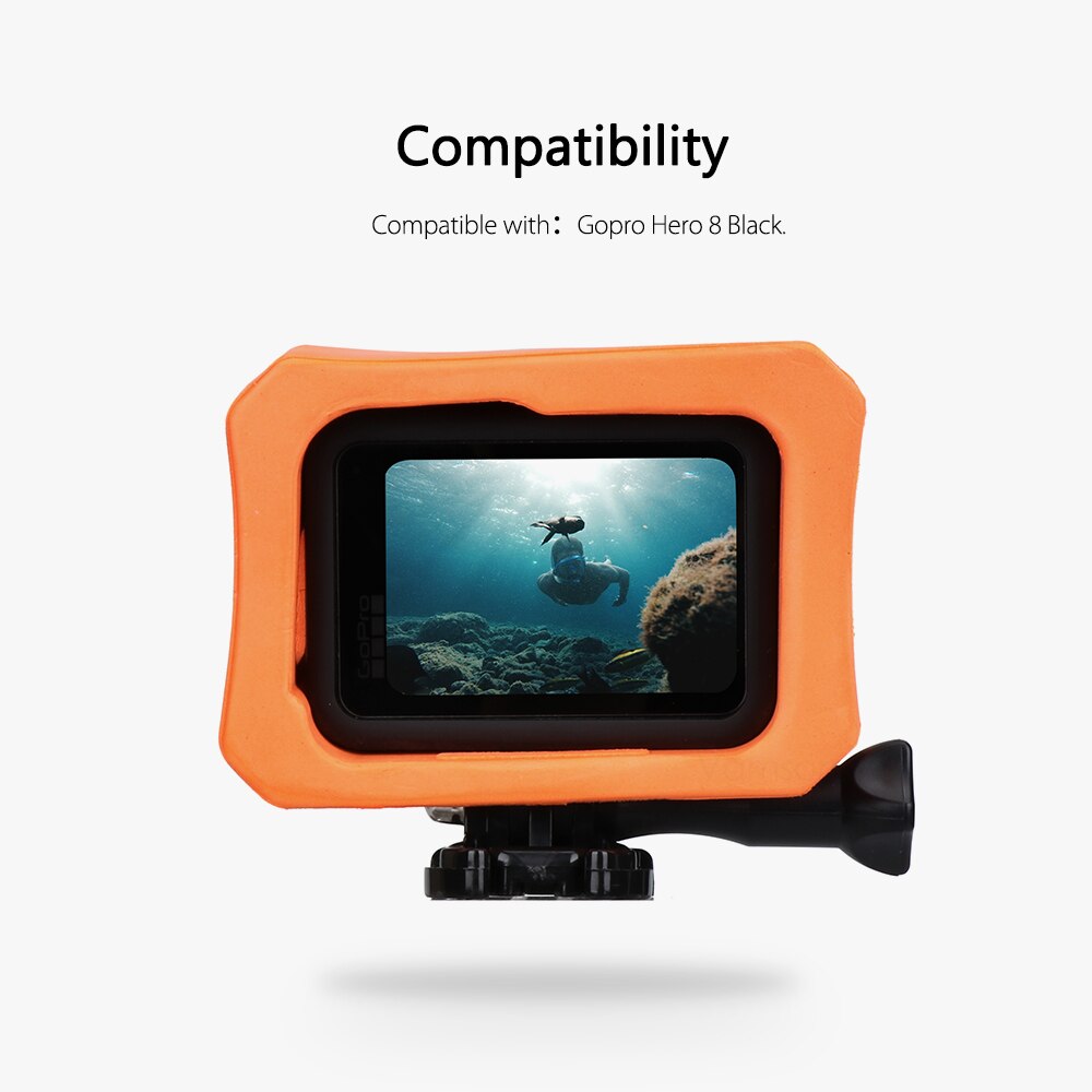 Vamson Protective Sleeve Case Protective for Gopro Hero 8 Accessories Float Anti-sinking Protective Buoyancy Orange Shell VP655