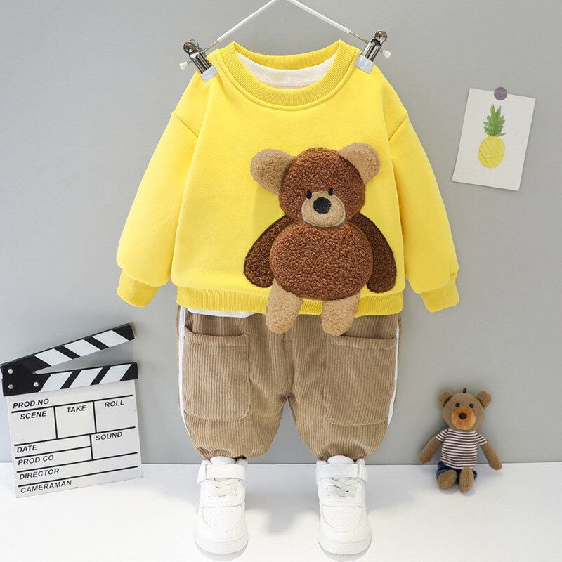 Winter Mode Baby Meisje Kleding Kinderen Jongens Katoen Dikker T-shirt Broek 2 Stuks Sets Peuter Casual Kleding Kids Trainingspakken