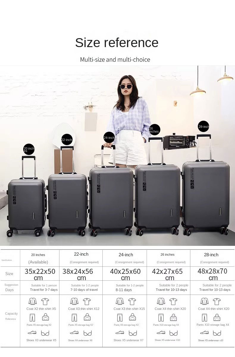20 22 24 28 inch koffers op wielen Aluminium frame Handbagage Trip Cabine Trolley Reistas Wachtwoordslot Rits
