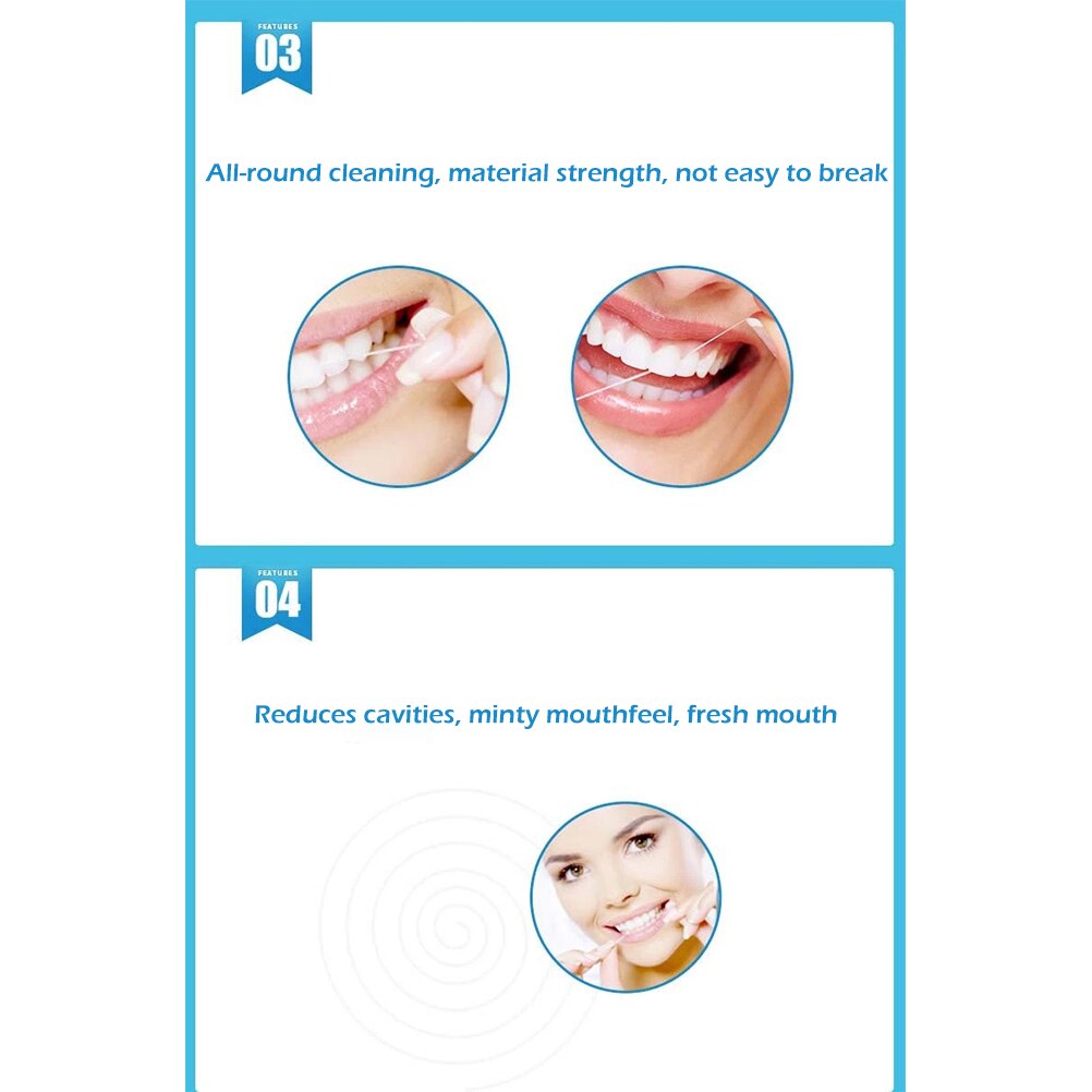 50 M Tanden Bleken Mondhygiëneprotocol Tanden Reinigen Wax Muntsmaak Tandheelkundige Floss Spool Tandenstoker Tanden Bleken Met Case volwassen