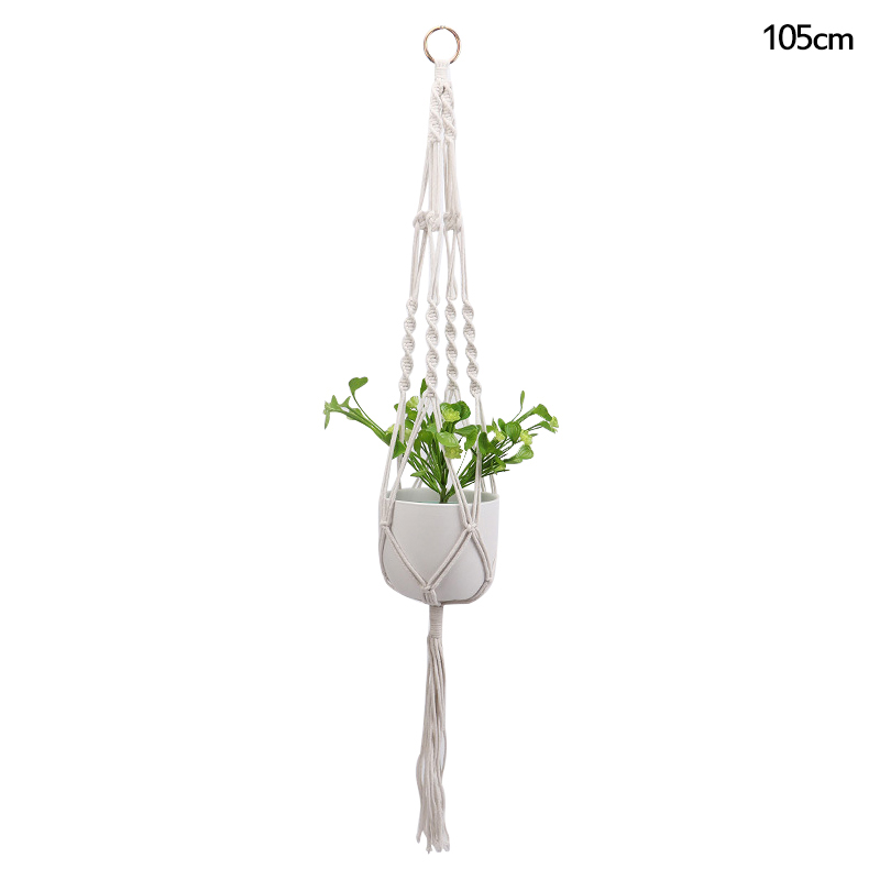 Panier suspendu en corde de coton et de chanvre pour plantes, Pot de fleur en macramé fait à la main, cintre pour plantes, fournitures de décoration intérieure et extérieure pour jardin de maison: Gris foncé