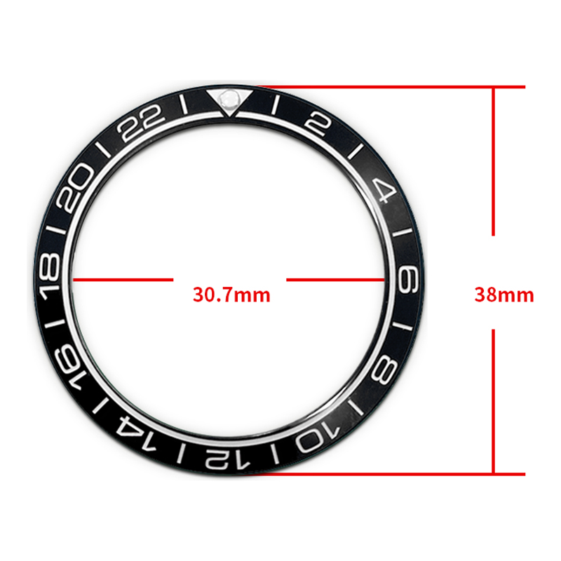Bague d'insertion de lunette en céramique incurvée, SKXHouseSKX009 SRPD Gstuff SUB Seahorse Series, boîtier de montre, partie d'anneau avec autocollant, 38mm x 30.7mm