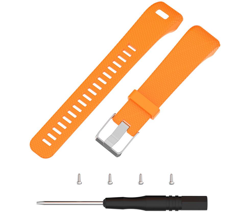 Beste Polsband Voor Garmin Vivosmart Hr Plus Hr + Horlogeband Met Gereedschap Schroef Sport Siliconen Horloge Band Armband polsband: Oranje