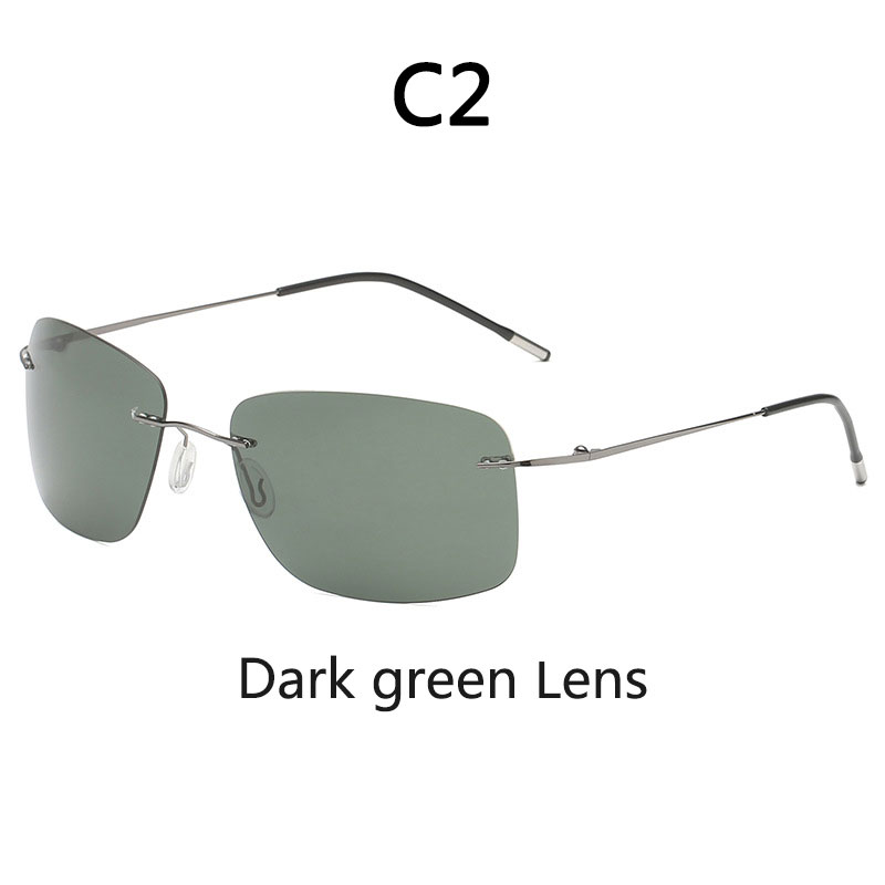 Rahmenlose polarisierte Sonnenbrille aus Titan für Fahrer, Nachtsichtbrille, zusammenklappbar, ultraleichte Titan-Sonnenbrille mit Farbfilm: verrotten