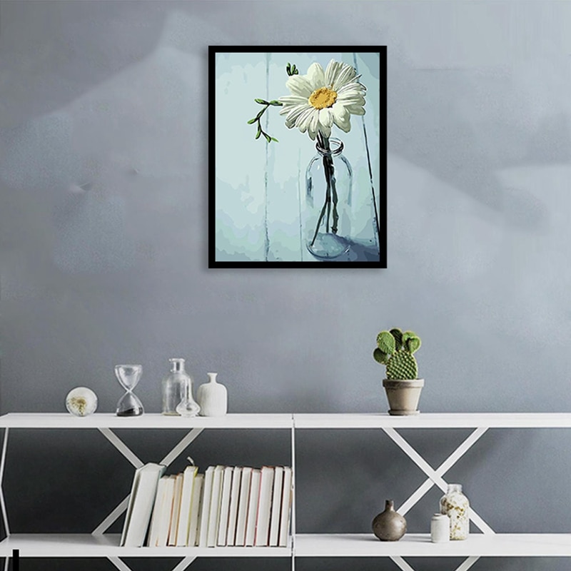 Paint By Numbers Diy Acrylic Painting Kit for Kids & Adults Beginner - 16inch x 20inch Daisy (Without Frame)