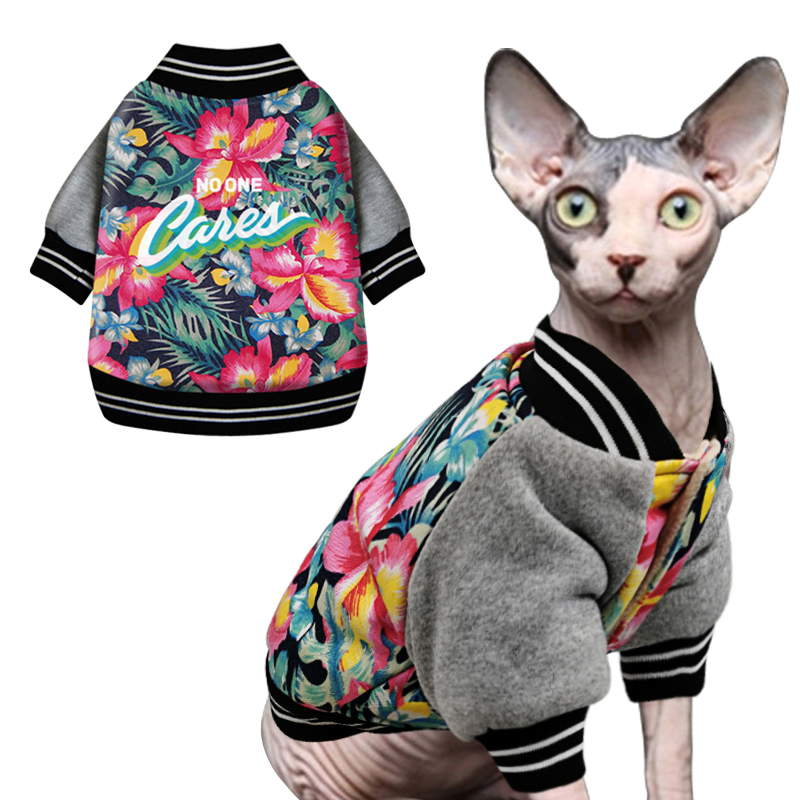 Clothes For Cats Winter Thicken Warm Pet Cat Dog Coat Jackets Cotton Kitten Kitty Clothing Flower Printed Cat Costumes Outfits