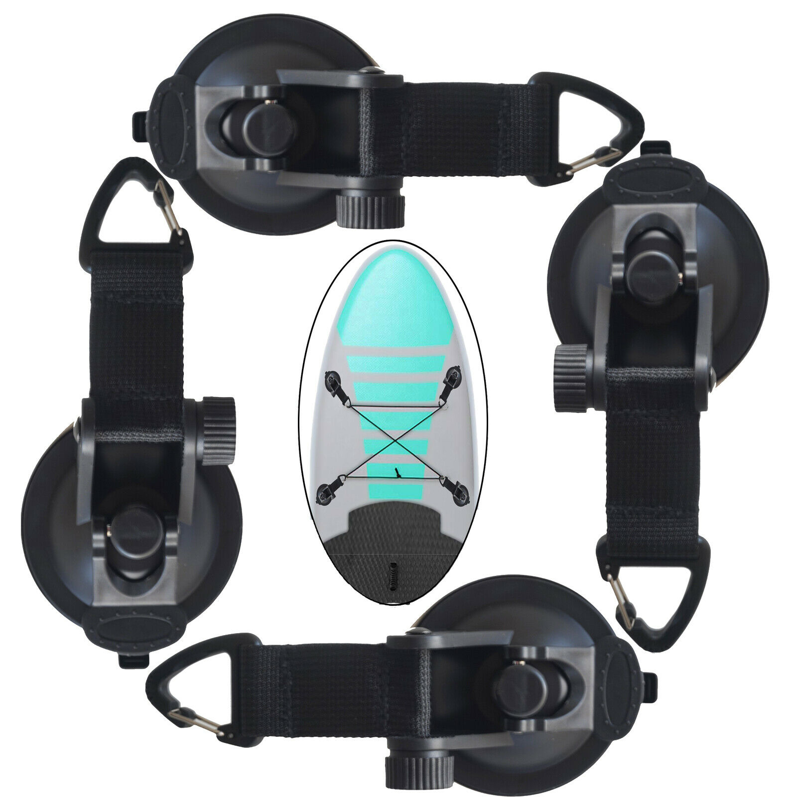 4X ventosa de anclaje de succión de alta resistencia con correa para bote de techo de coche