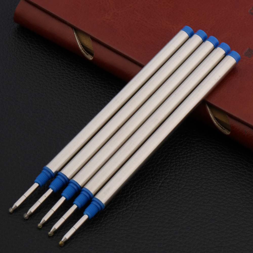 5Pc Office Rotate Twist Type 0.5MM Metal Rollerball Pen Refills Business Office School Supplies Writing: 5Pc blue