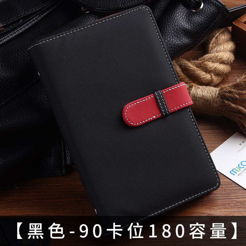 PU Leather Business Card Book Holder Journal Business Card Organizer Name Card Book Holder - Hold 300 Cards Black: 180 capacity