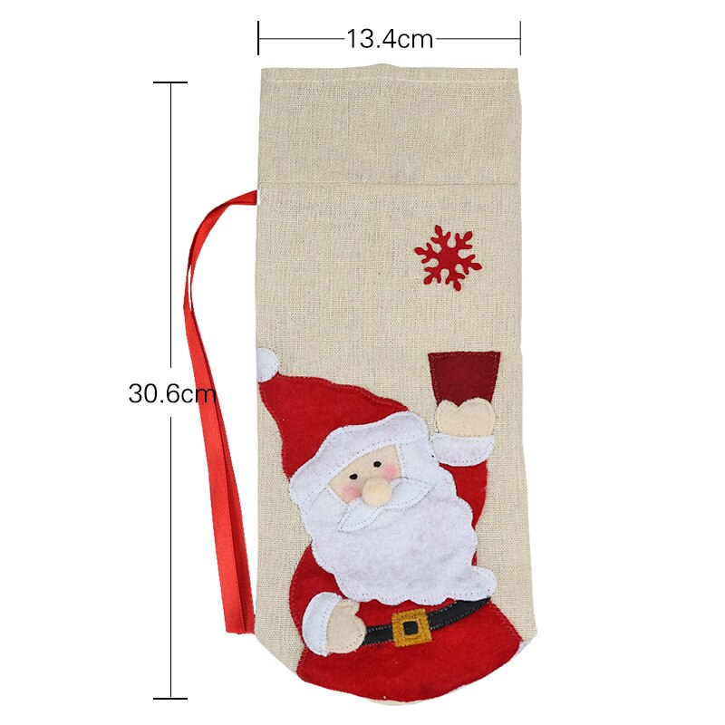 1 stk xmas champagne vinflaske deksel vinflaske pose med snømann julenissen elg mønster
