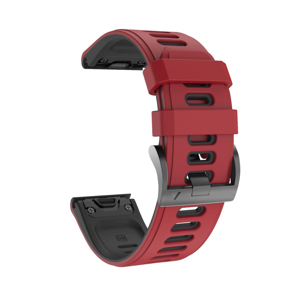 Anbest 26mm silikon klokkerem for fenix 6x 5x sport silikon klokkerem med hurtigreim for fenix 5x 3 3 hr: Rød