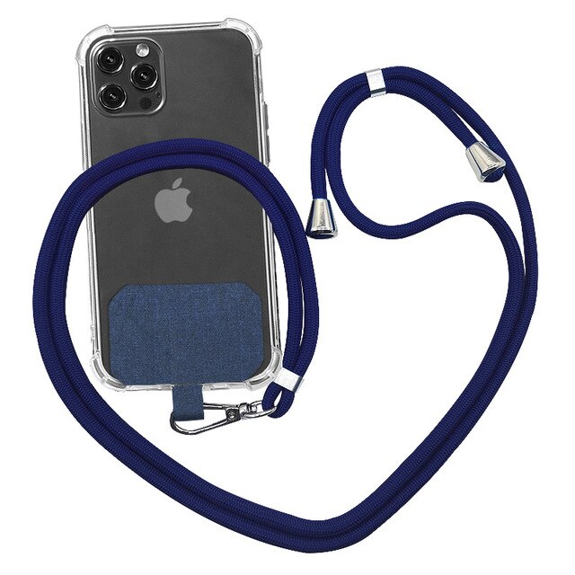 Universal crossbody nylon patch telefonsnöre telesladd telefon lanyard rem nylon mjukt rep mobiltelefon hängsnöre: Mörkblå