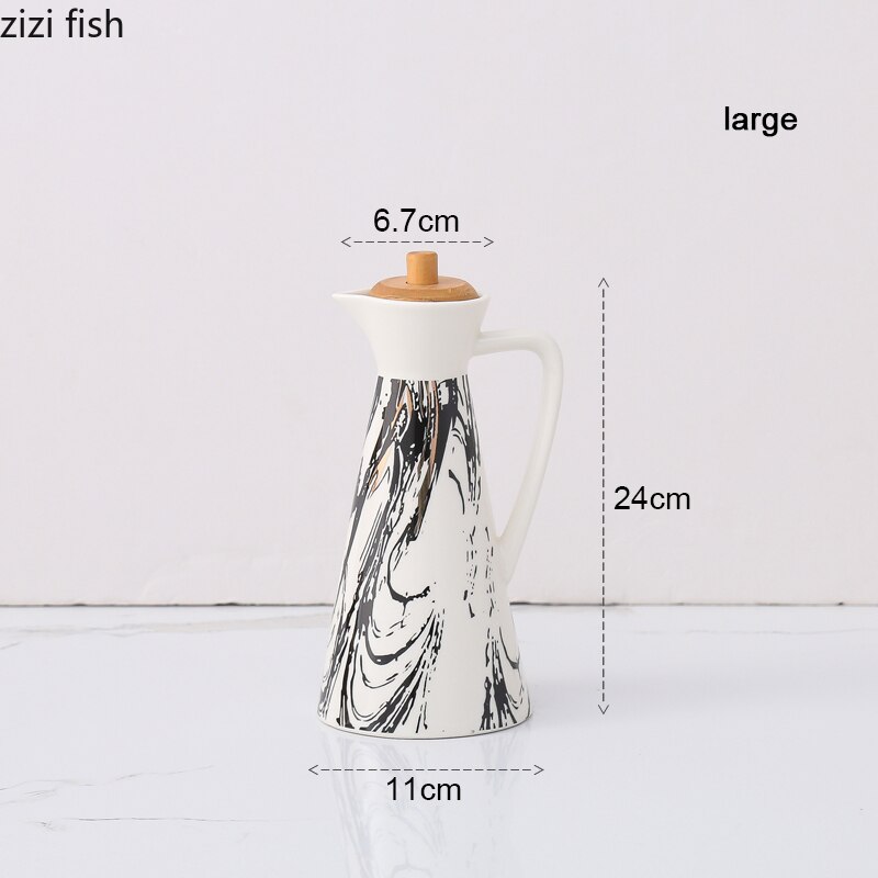 Ceramic Storage Bottle Hip Flask Kitchen Seasoning Bottle with Lid Household Pattern Snack Candy Storage Jar Cereal Dispenser: Storage bottle 4