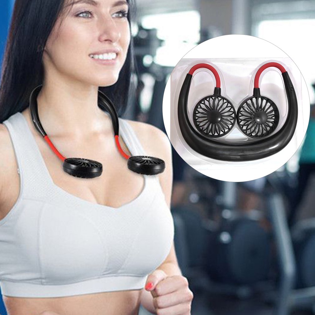 Ventilador de cuello colgante , portátil, de carga vaginal, pequeño, Usb, Mini, para colgar en el cuello, deportivo, 5v, 2W, sin sincronización, Cn (origen)