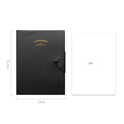 4 Colors A4 Waterproof PVC File Folder Paper Bill Card Organizer Case Office Stationery Business Office Meeting Folder: Black