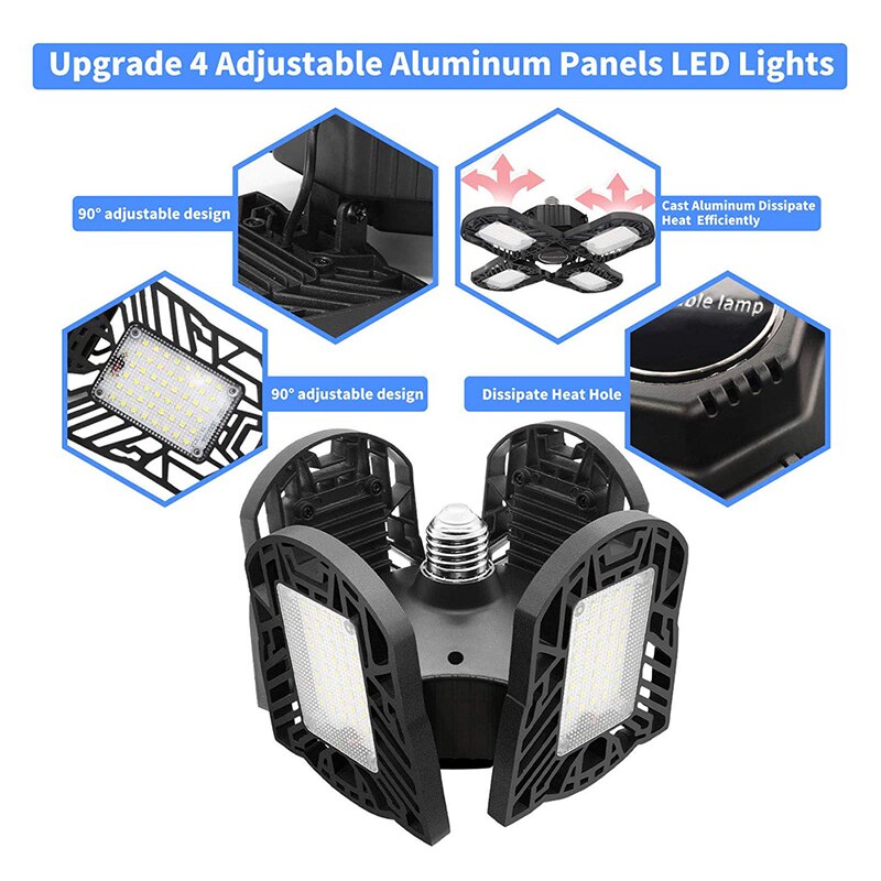120W Aluminum LED Garage Light Upgrade 4 Panels LED Commercial /Shop/ Barn /Bay/Ceiling Light Multi-function