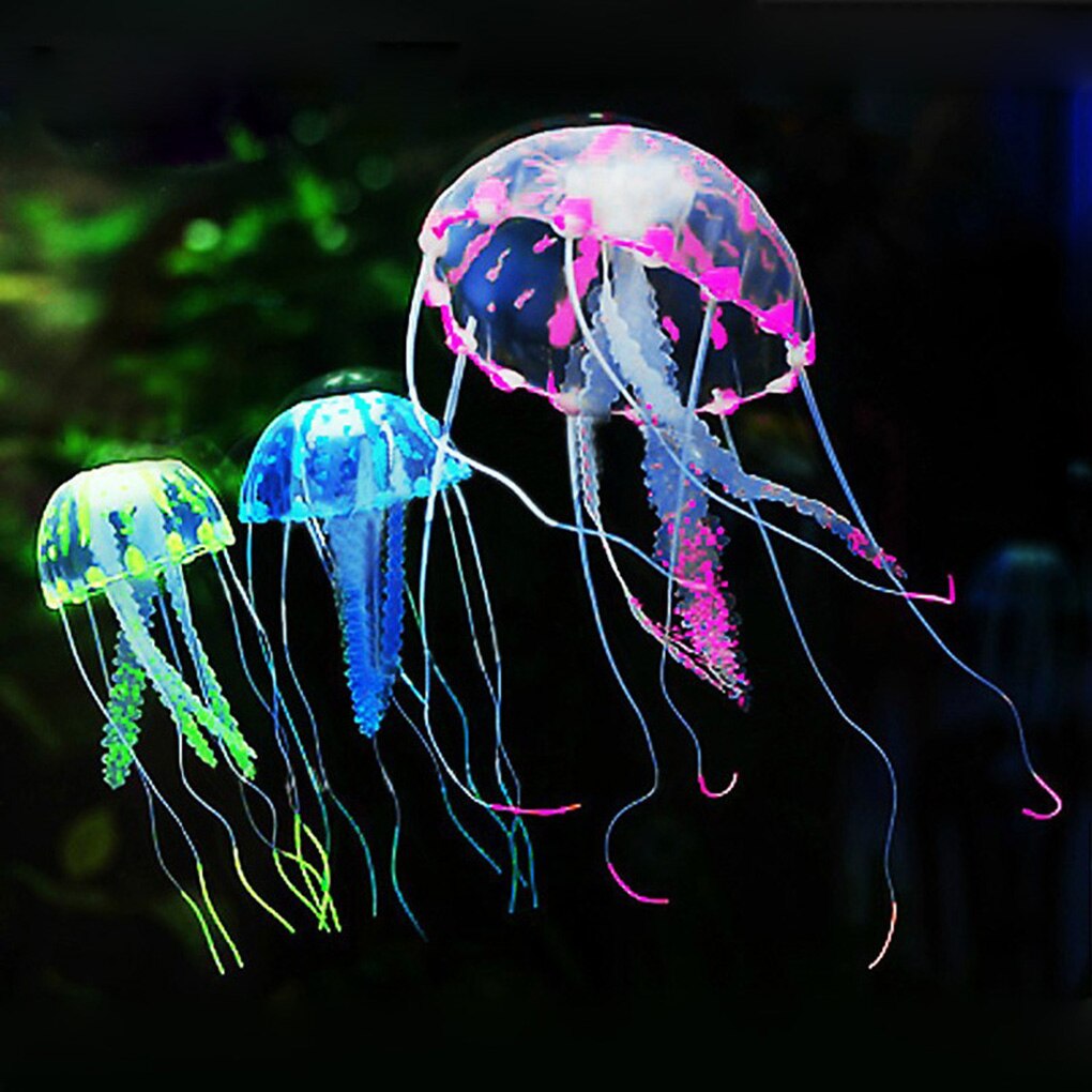 1pcs Glowing Moon Jellyfish Aquarium Decor Artificial Jellyfish Fish Tank Ornament Harmless to all fish For both fresh and salt