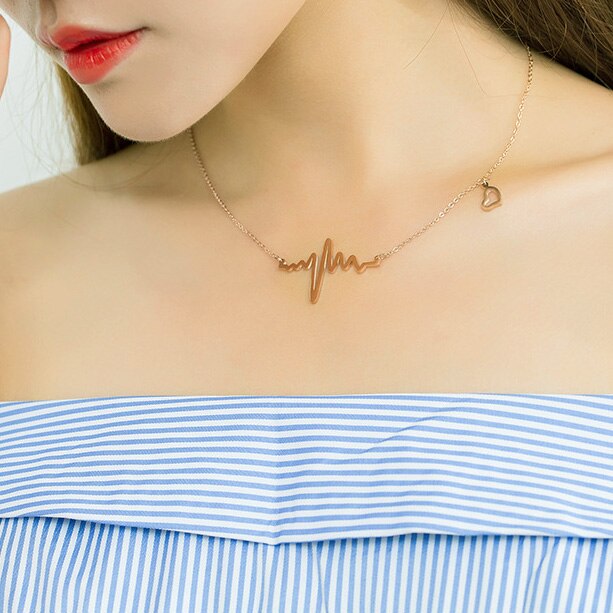 Colliers en chaîne d'électrocardiogramme pour femmes, pendentif de battement de cœur, bijoux pour amoureux, à la: 1
