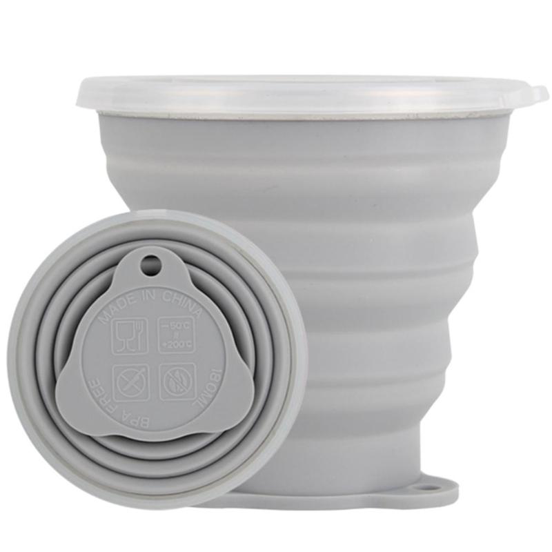 270mL Portatile Pieghevole Del Silicone Tazza di Corsa Esterna di Campeggio di Picnic Retrattile Ultra-sottile Tazza di Bere Pieghevole Tazze di Acqua: Grigio scuro