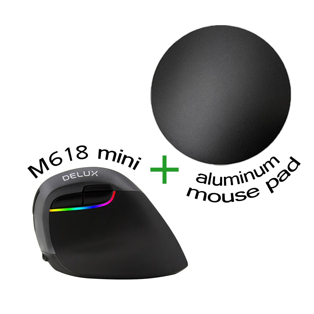 Deluxe  m618 mini dual-mode vertikalmaus , 6d x 2400 dpi, wiederaufladbare maus , 2.4g+ bluetooth-fähige 4.0 kabellose mäuse für laptop, pc und büro: Schwarz mit polsterung