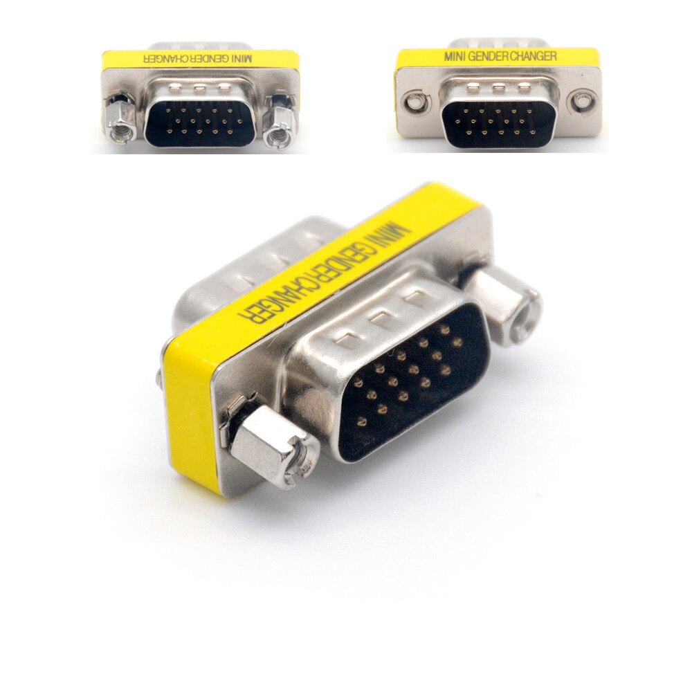 Akcesoria komputerowe 15 Pin HD15 d-sub DB15 VGA z męskiego na męskie zmiana płci konwerter Adapter